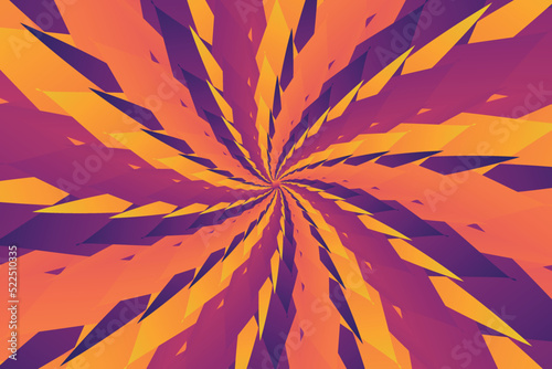 beautiful abstract illustration of unusual flower with long triangular orange, purple, yellow petals. Template for cover, flyer or banner. High quality illustration.