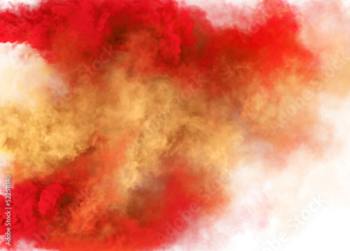 Red and wheat color fantasy smoke and magic fog in white background