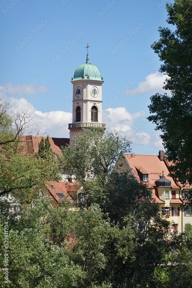 Regensburg - Turm von St. Mang von der steinernen Brücke gesehen Regensburg - Turm von St. Mang von der steinernen Brücke gesehen