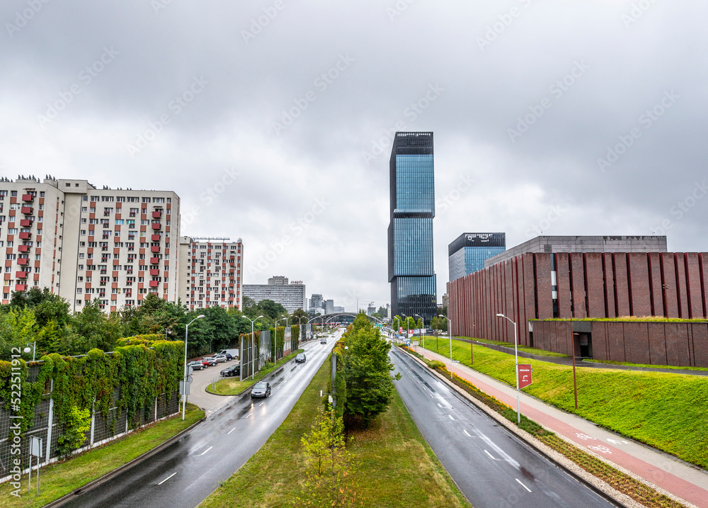 City center of Katowice in a rainy day, Poland