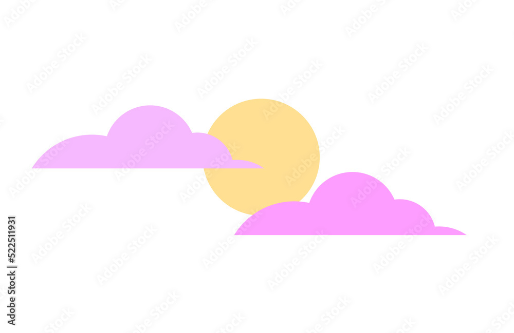 Abstract cartoon sky with sun in pastel colors