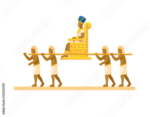 The king of Egypt was carried on palanquin by slaves. Egypt sedan chair traditional vehicle illustration vector