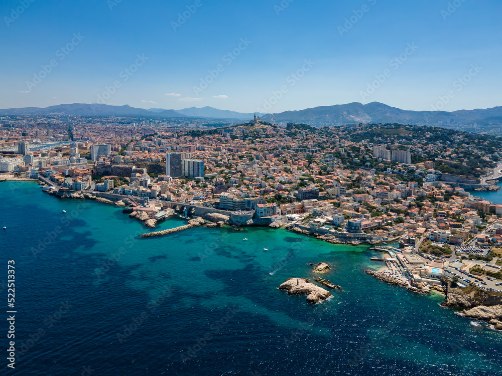 Overlook of the Marseille, Mediterranean city in France