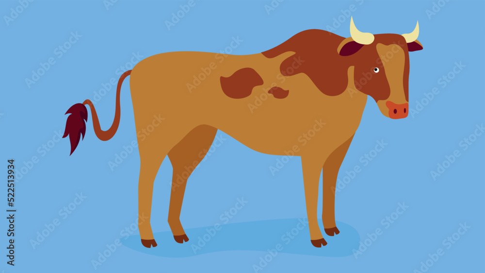 horned bull on a blue background