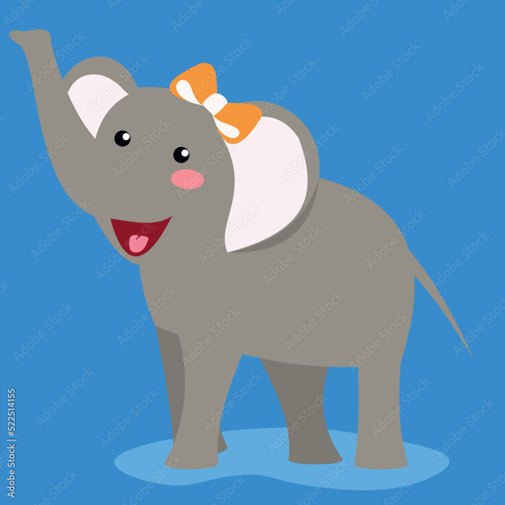 Fototapeta premium cute baby elephant with a bow