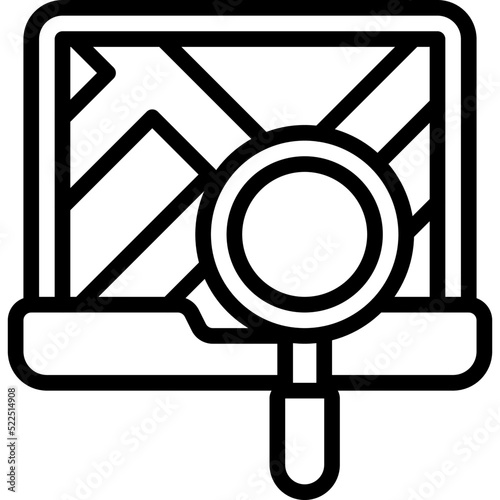 Route finding on laptop screen icon, location map and navigation vector