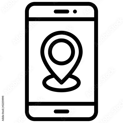 Map pin on smartphone icon, location map and navigation vector