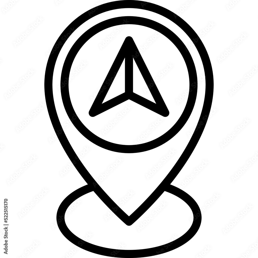 Pin with direction sign icon, location map and navigation vector Pin with direction sign icon, location map and navigation vector