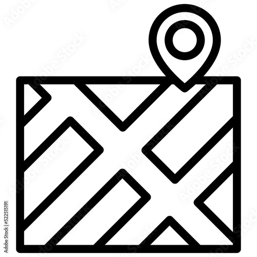 Map and pin icon, location map and navigation vector