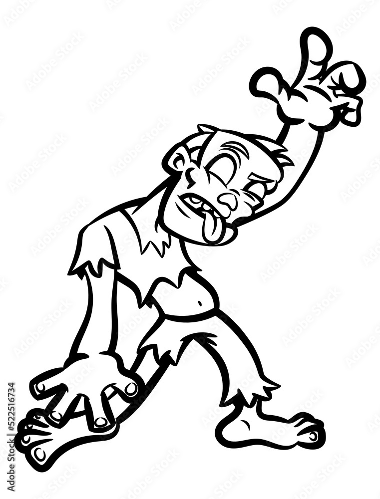 Cartoon illustration of Zombie walking for the food, best for mascot, logo, and coloring book with halloween themes for kids Cartoon illustration of Zombie walking for the food, best for mascot, logo, and coloring book with halloween themes for kids
