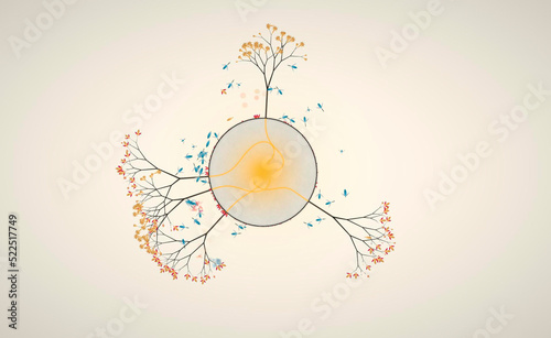 Illustration of a planet on which trees grow on a light background