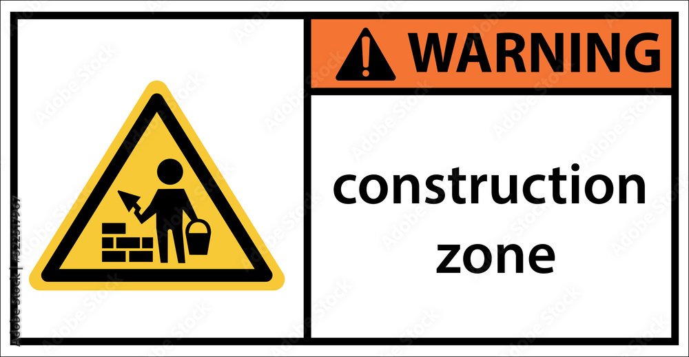 Construction warning sign Use caution when walking through.Sign warning
