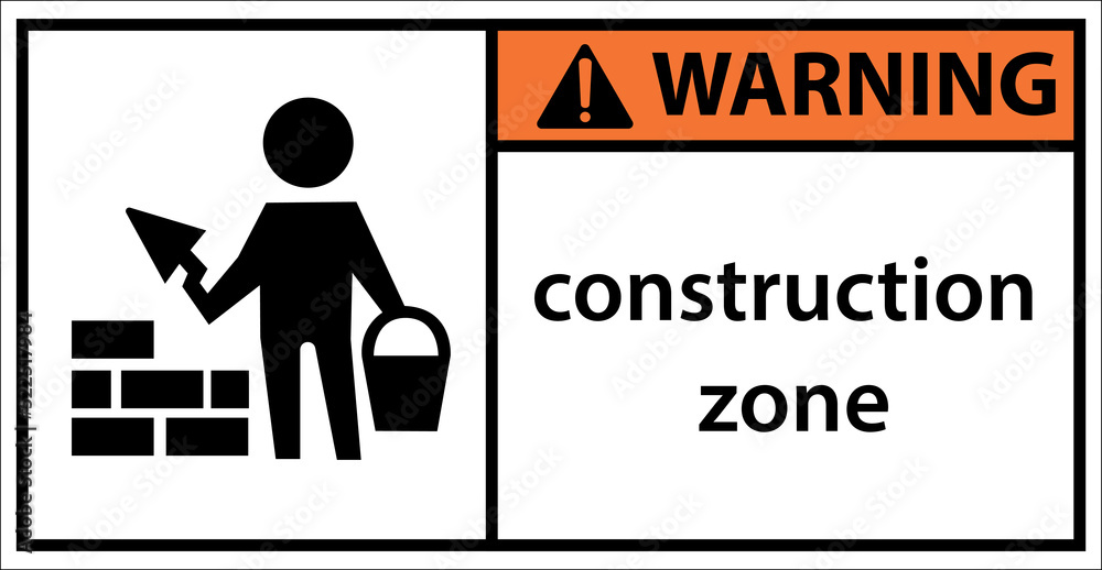Construction warning sign Use caution when walking through.Sign warning