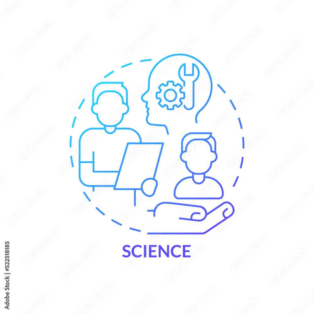 Science blue gradient concept icon. Professional coaching session abstract idea thin line illustration. Psychological approach. Define potential. Isolated outline drawing. Myriad Pro-Bold font used Science blue gradient concept icon. Professional coaching session abstract idea thin line illustration. Psychological approach. Define potential. Isolated outline drawing. Myriad Pro-Bold font used
