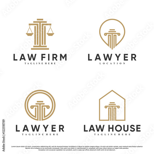Set of lawyer or justice logo design with creative concept Premium Vector