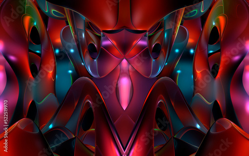 Abstract red pattern on black background. Abstract fractal background