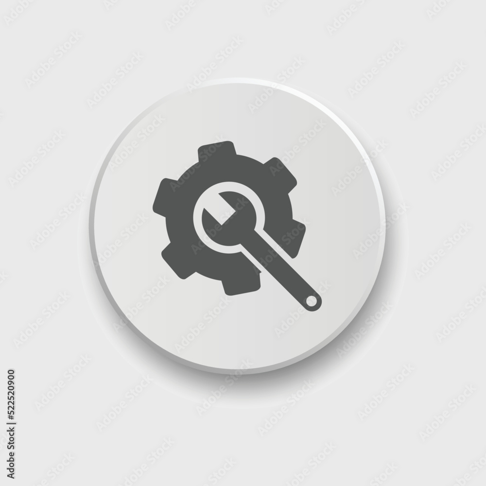 Gear and Wrench icon Vector illustration. Settings icon Flat style. Repair service icon with button
Gear and Wrench icon Vector illustration. Settings icon Flat style. Repair service icon with button