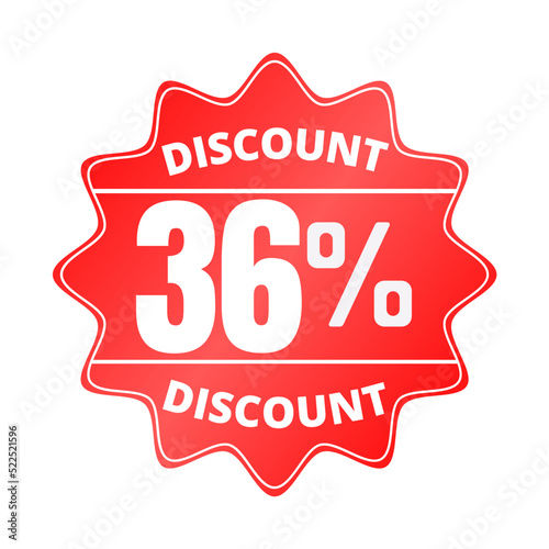36% percent off, with red sticker design (Black Friday), online discount, mega sale, vector illustration, Thirty-six