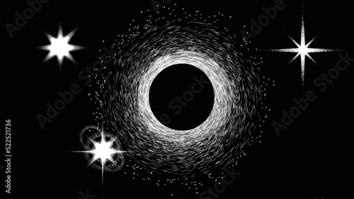 Black hole in space . Futuristic landscape, with noise texture . Night landscape .Vector illustration