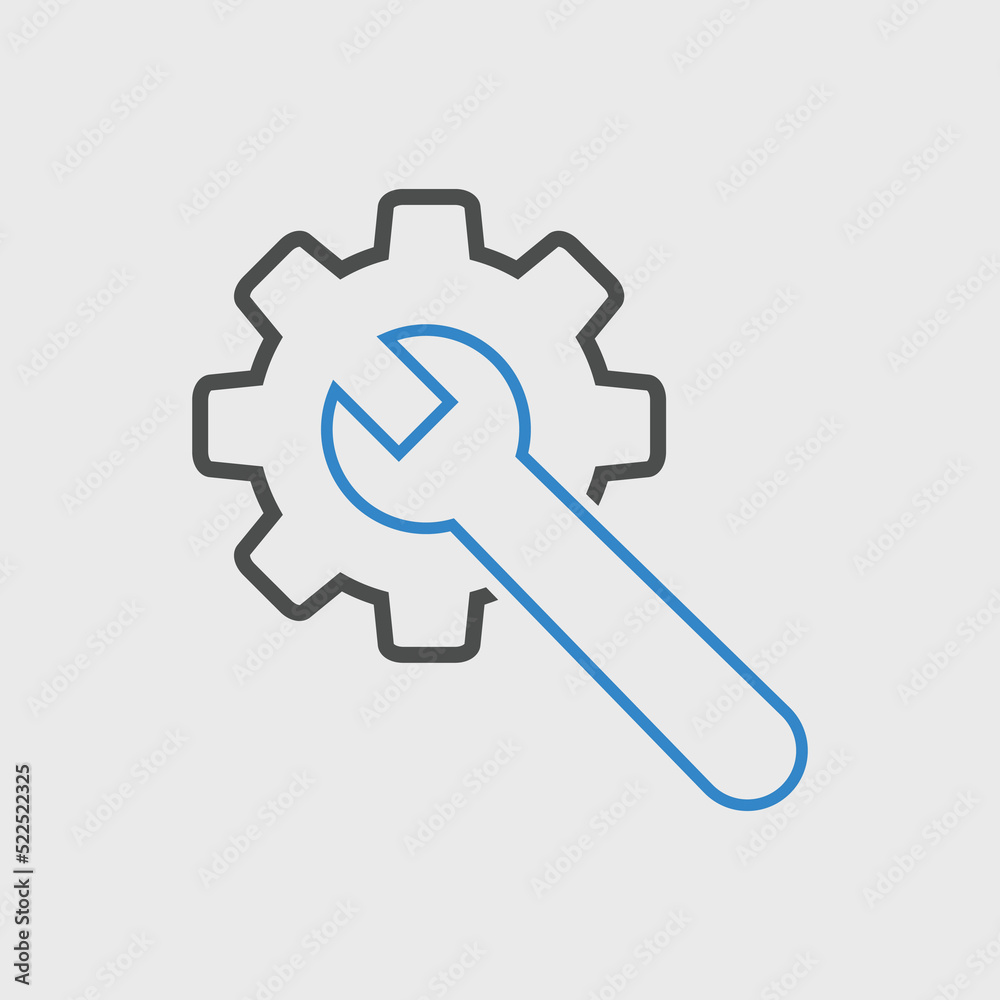 Gear and Wrench icon Vector illustration. Settings icon Flat style. Repair service icon with button
Gear and Wrench icon Vector illustration. Settings icon Flat style. Repair service icon with button