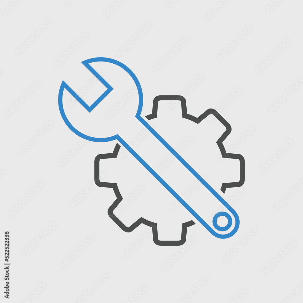 Gear and Wrench icon Vector illustration. Settings icon Flat style. Repair service icon with button
Gear and Wrench icon Vector illustration. Settings icon Flat style. Repair service icon with button