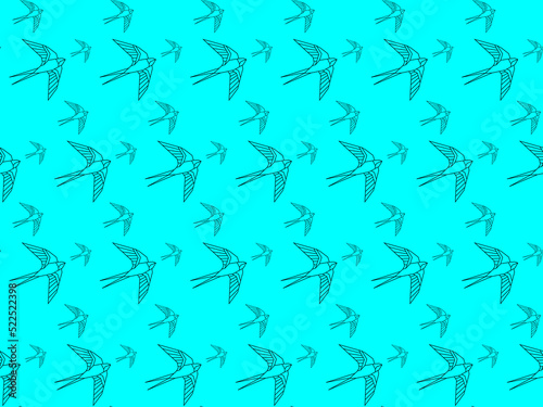 Blue swallow of geometric figures in the style of low poly. Pattern