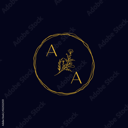 AA beauty circle wedding monogram logo which is good for digital branding or print