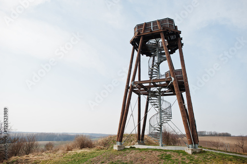 Lookout tower or observation tower in Drnholec, Czech Republic.