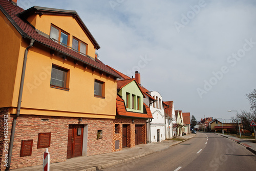 Houses and street at Drnholec, South Moravia, Czech Republic. © AS Photo Family