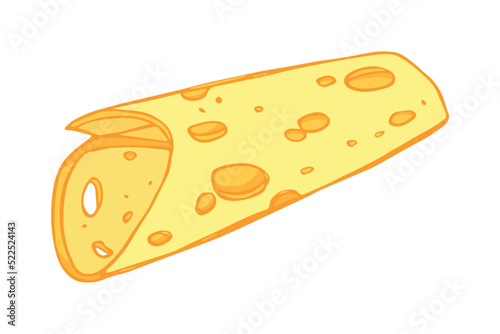 Hand drawn cheese parts and slices isolated on a white background. Cheese icon. Vector cheese clipart
