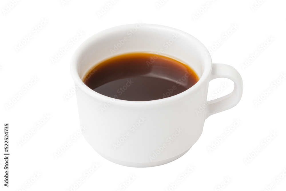 Cutout White Cup with Coffee on White Background Cutout White Cup with Coffee on White Background