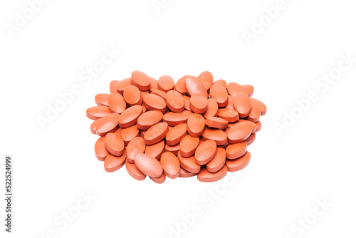 Cutout expired drug medicine pill on white background.