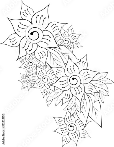  doodle zentangle vector illustration with black and white abstract flower clipart  