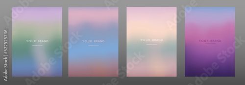 Abstract fluid gradient background vector set. Minimalist style cover with pace for text. Smooth blurred light color graphic design template colorful and liquid.