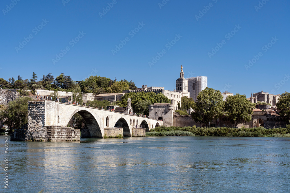 Naklejka premium Famous half Bridge Saint Benezet in Avignon, France