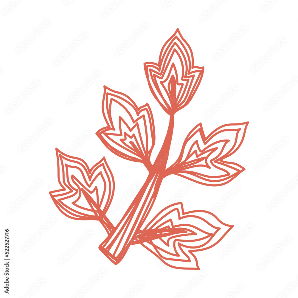 Fototapeta premium Autumn leaf sketch. Hand drawn vector illustration. Pen or marker doodle plant