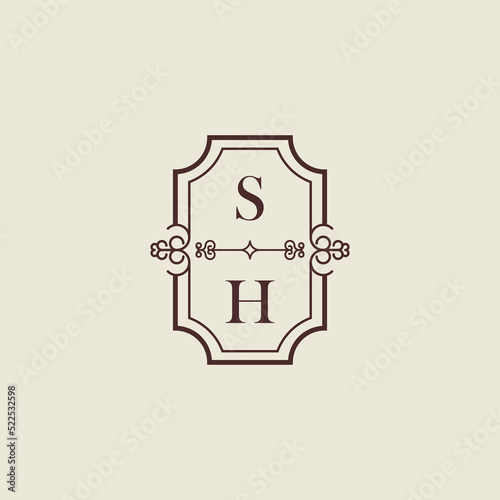 SH vintage initial monogram logo which is good for digital branding or print