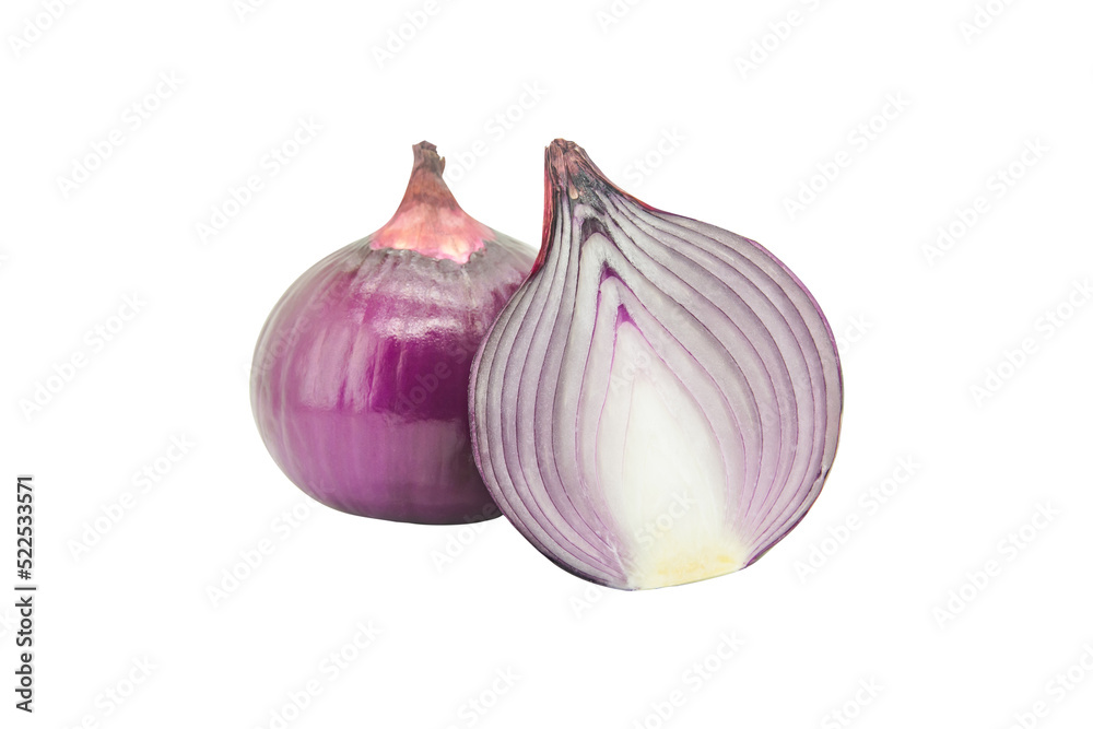 Fototapeta premium Red sliced onion isolated on white background with clipping path..