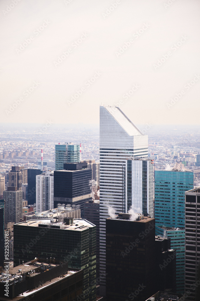 View of the large and spectacular buildings of Midtown Manhattan New York City, USA
