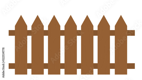 Wooden fence isolated on white background with parallel plank old. Vector illustration