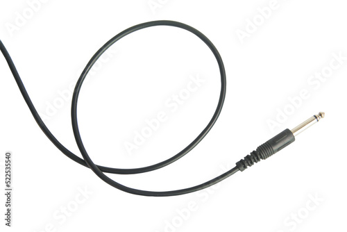 Konstfotografi Guitar audio jack with black cable isolated on white background with clipping path