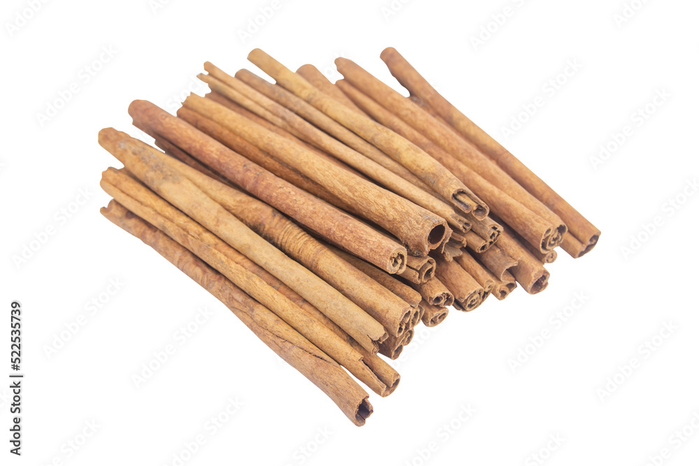 Cinnamon sticks isolated on white background with clipping path.