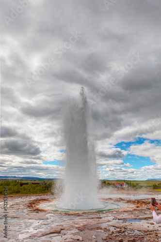 Eruption of Strokkur Geyser in Iceland– Haukadalur Valley Iceland