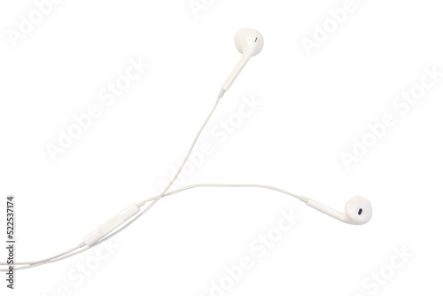 white earphones isolated on white background with clipping path photo