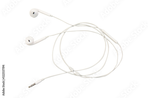 white earphones isolated on white background with clipping path