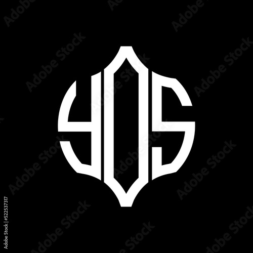 YOS letter logo. YOS best black background vector image. YOS Monogram logo design for entrepreneur and business.
 photo