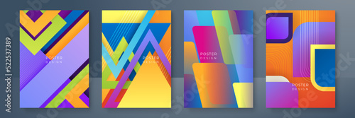 Wallpaper Mural Bright gradient color abstract line pattern background cover design. modern background design with trendy and vivid vibrant color. blue violet red orange green placard poster vector cover template. Torontodigital.ca
