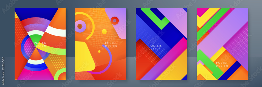 Colourful backgrounds set with modern abstract blurred color gradient patterns. Smooth templates collection for brochures, posters, banners, flyers and cards. Vector illustration.