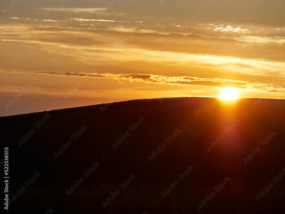 Sunset in the mountains. Scenic mountain landscape.  Carpathian, Ukraine.