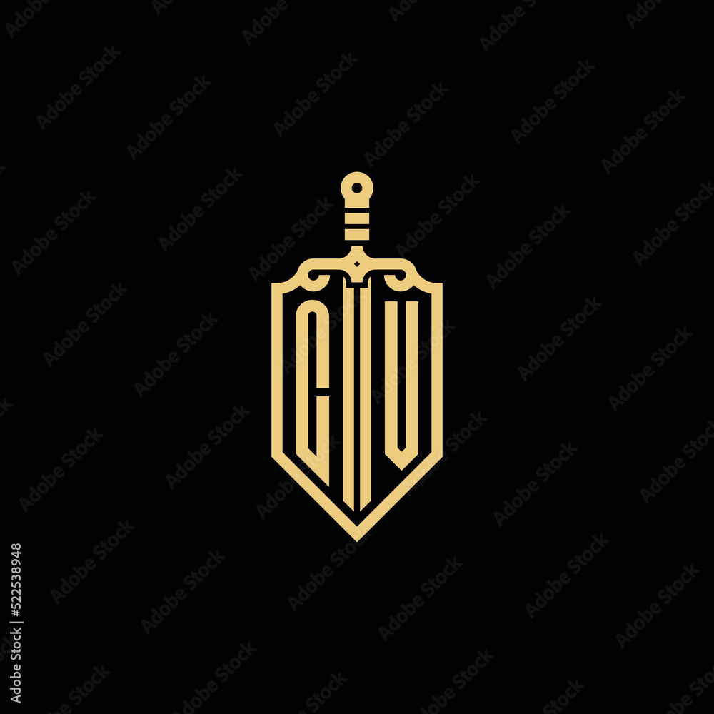 CV vintage initial sword and shield logo which is good for digital ...